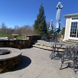 Fire Pit Patio & Seating — Backyard patio with fire pit and seating area.